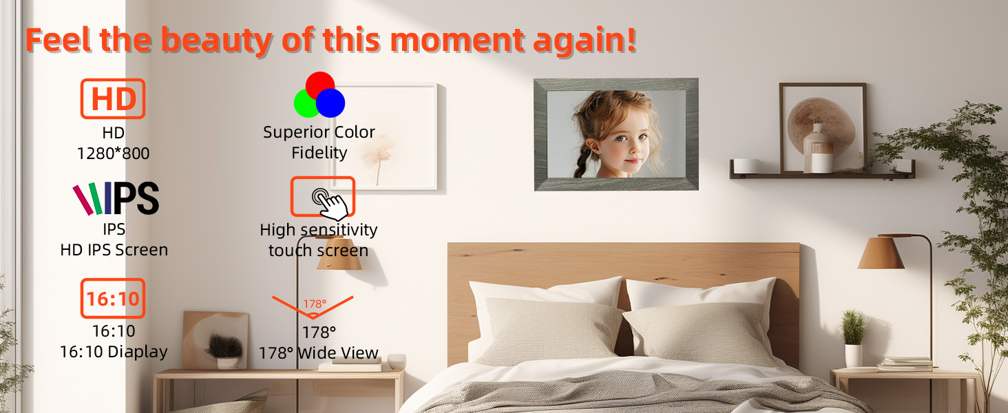 10.1 Inch WiFi Digital Picture Frame, 1280x800 HD IPS