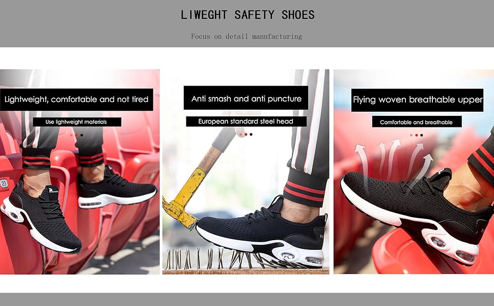 LIWEGHT Steel Toe Sneakers 