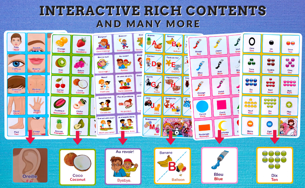 ZeenKind French English Learning Interactive Sound Book for Beginners