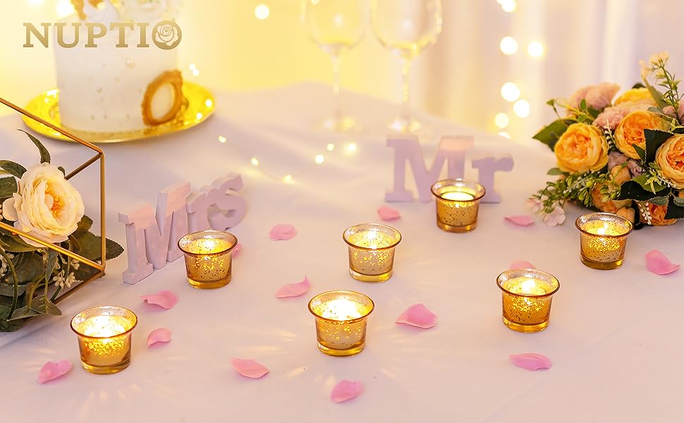 Nuptio Tea Light Candle Holders Set of 12 Glass Tealight Holders Bulk