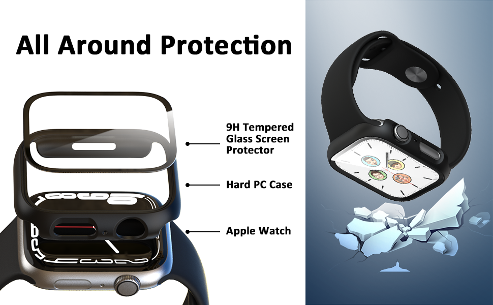 XINGHAO 3 Pack case for Apple Watch Screen Protector SE(2022) SE(2021) Series 6/5/4