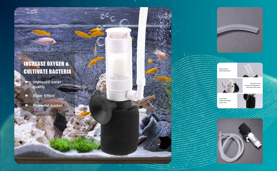 Health Gear Sponge Filter Ultra Quiet Aquarium Filter 3in