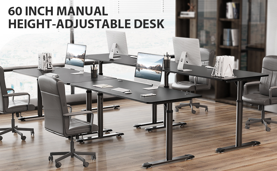 DESIGNA 60 Inch Height Adjustable Computer Gaming Desk