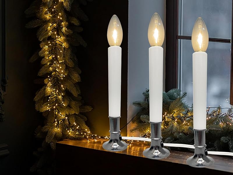 Abeja Electric Christmas Window Candles, Plug in Christmas