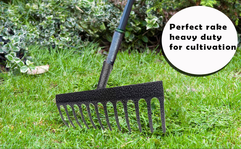 zeeyrak 12teeth Heavy Duty Carbon Steel Garden Rake, Soil Rake, Metal Rake With Ergonomically