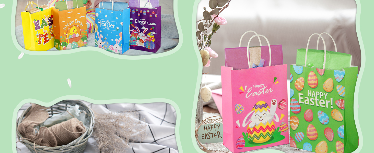 SPERPAND 24Pcs Easter Gift Bags with Handles 8.7“ Small
