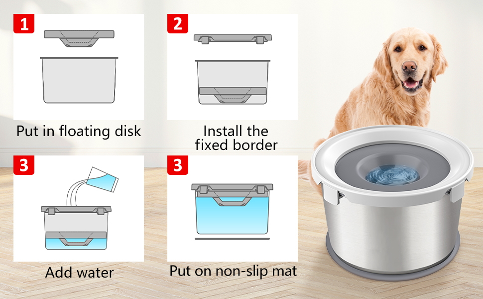 Pet Supplies Fithome Dog Water Bowl Slow Drinking Dog Bowl with