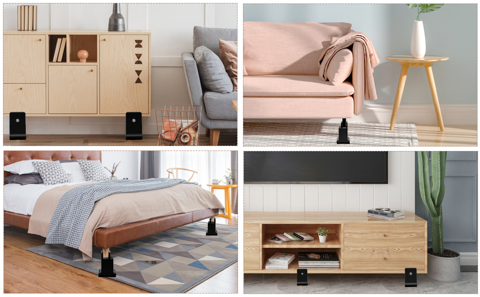 MYMULIKE Bed Risers with Adjustable Screw Clamp, 4 inch Heavy Duty