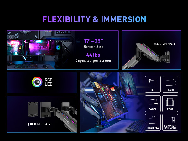 Amazon.com: MSI MPG MT201DR - Premium RGB Dual Monitor Stand