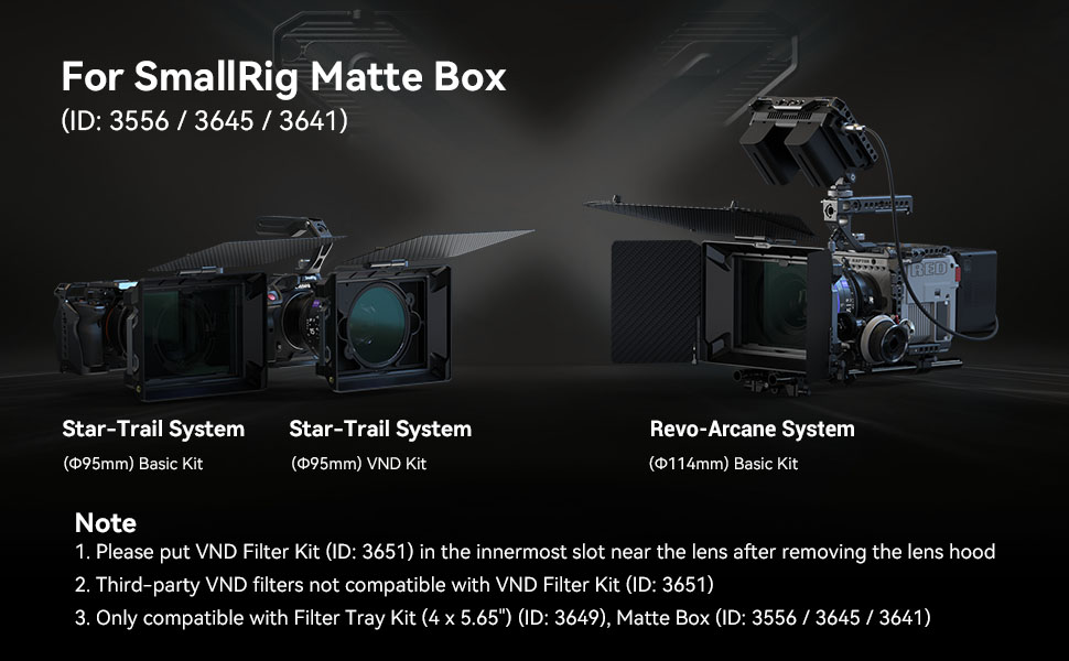SMALLRIG VND Filter Kit, Featuring 8 Stops, Variable Neutral Density Including 2 CPL Detachable