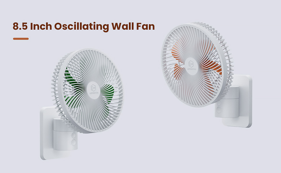 Portable Wall Mounted Oscillating Fan with Remote Control and Timer, 4