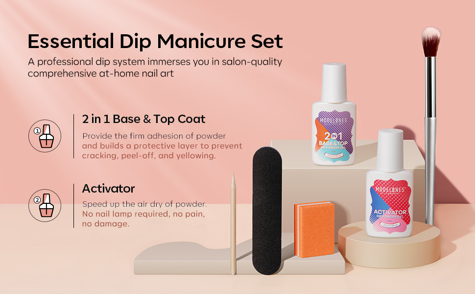 Modelones Dip Powder Nail Kit Starter, 4 Colors Nude Skin Tones Neutral All Seasons Acrylic