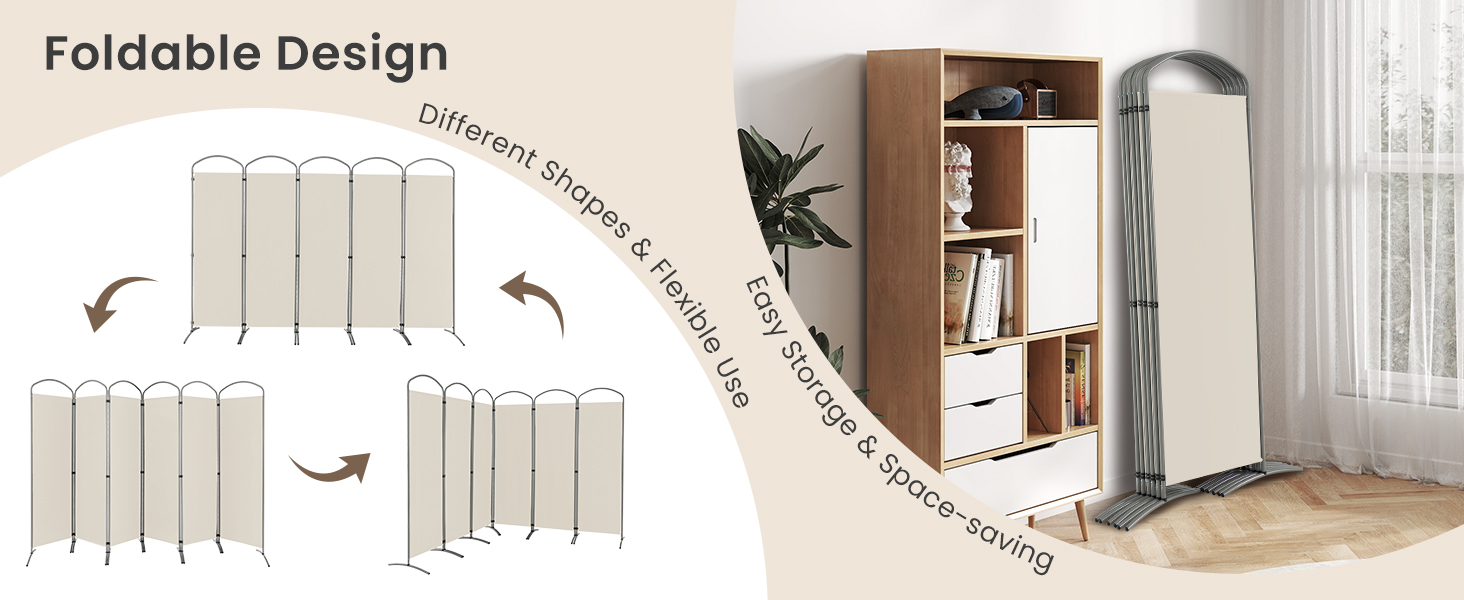 Wide Freestanding Foldable Fabric Privacy Screen