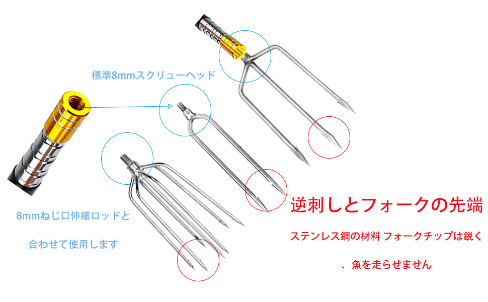 Amazon | WanFengXue 銛 8mm手釣り銛 ステンレス鋼 と ディップ