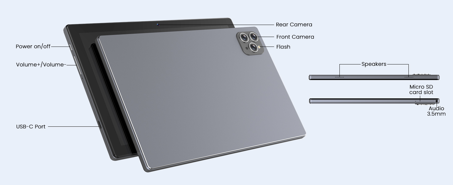 Android Tablet, 10.1" Android 14 Tablet with Octa-Core CPU