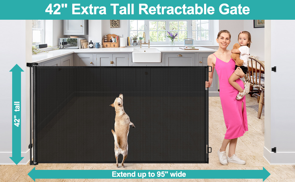 42" Tall X 95" Wide Extra Tall Pet Gates for Doorways Extra
