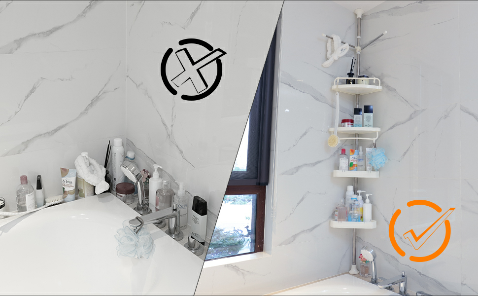 Corner Shower Caddy Tension Pole Standing Shower Caddy