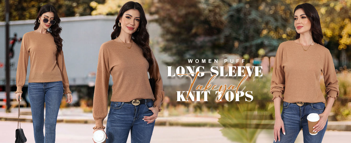 ruffle sleeve knit tops