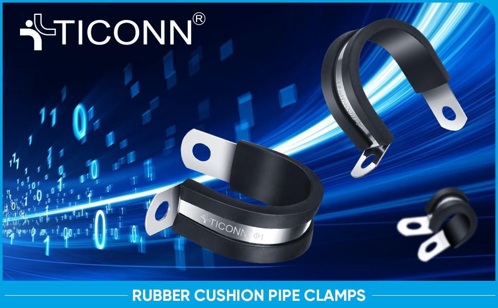 TICONN 24PCS 5/16" Cable Clamps Rubber Cushioned 304 Stainless Steel