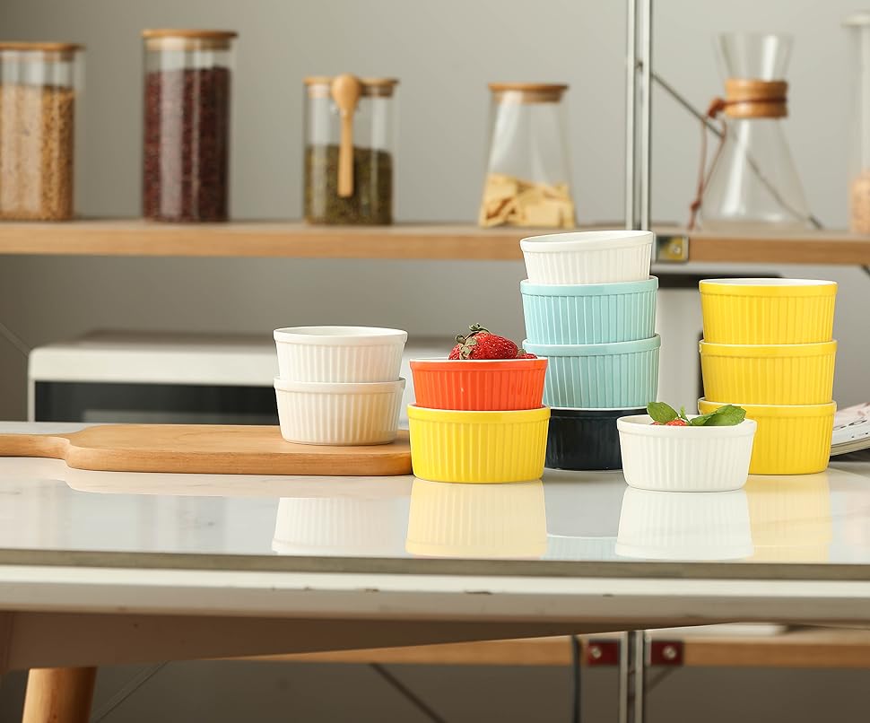 MKCYHE 4 oz Ramekins,Porcelain Souffle Dish, Dipping Sauce