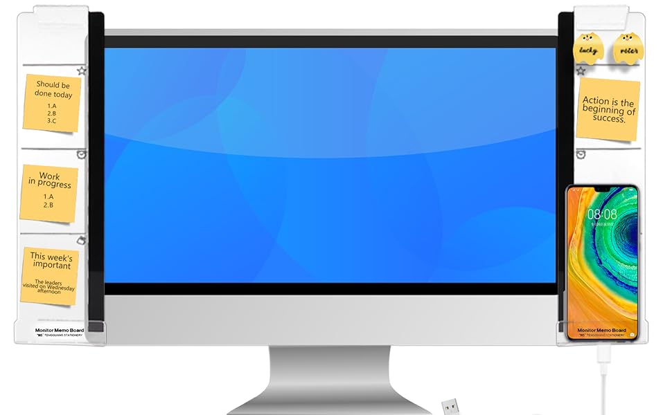 Neknock 2 Pcs Monitor Memo Board, Acrylic Memo Board for