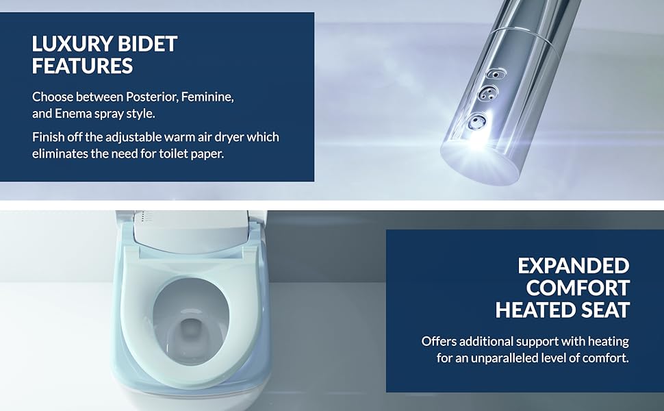 BioBidet Prodigy Advanced Toilet with Auto Open Lid, Dual Smart Flush