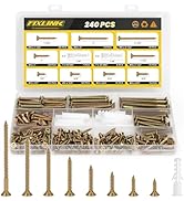 Wood Screws Assortment Kit, FIXLINK 240 PCS High Hardness Flat Head Wood Screws Set, Phillips Dri...