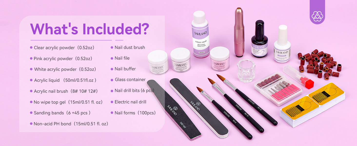 Saviland Acrylic Nail Kits Full Set for Beginners Acrylic Nail Kit