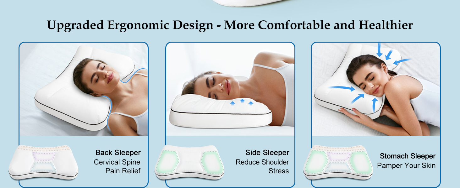 Amazon.com: Wellsin Cervical Neck Pillow for Sleeping, Orthopedic - Best Pillow For Neck And Shoulder Support