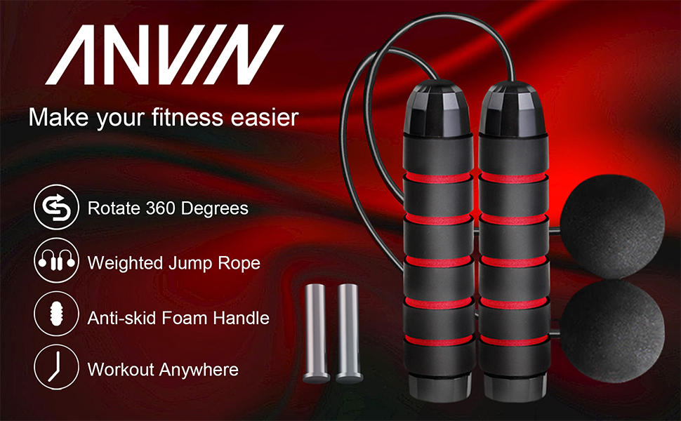 Anvin No Line Jump Rope Weighted Handles with Big Balls Skipping Rope