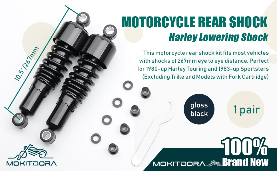 MoKitDora Motorcycle Rear Harley Lowering Slammer Shock 10.5”/267mm Universal Rear