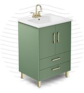 phiestina 24 Inch Green Fully Pre-Assembled Bathroom Vanity with 3 Holes Ceramic Sink, 2 Soft Clo...