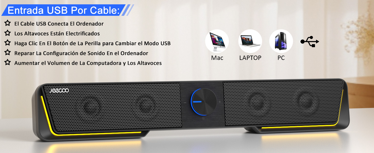 Barra de Sonido Altavoces Bluetooth Suministro de Energía USB 