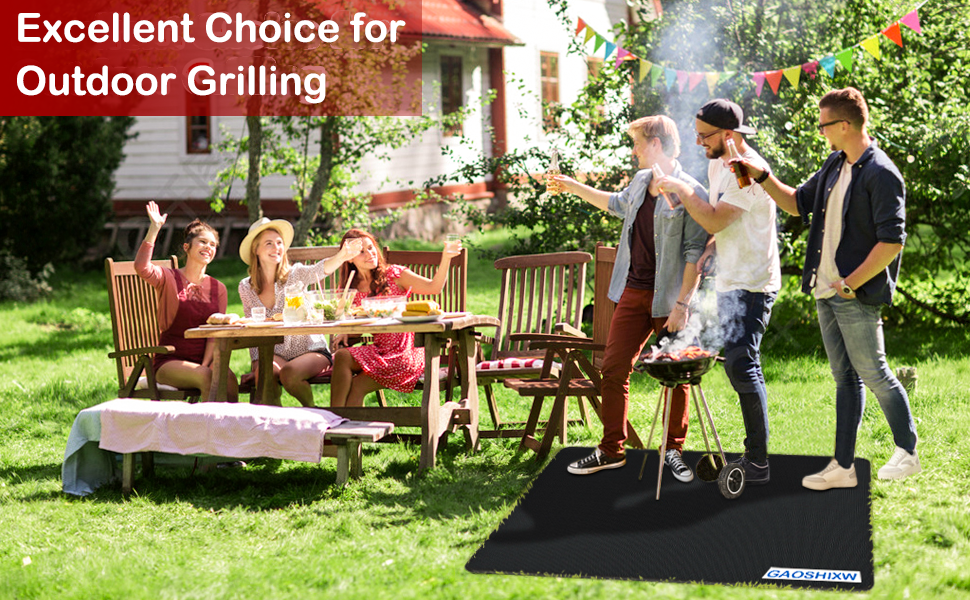 GAOSHIXW Under Grill Mat for Outdoor Grill 48 x 30 inches Thickened Fireproof Grill