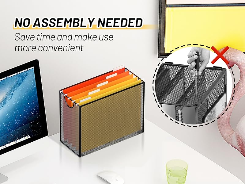 DALTACK Hanging File Folder Organizer, Mesh Folder Box Includes 5 Grey Hanging File