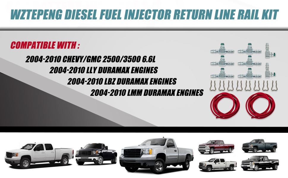Diesel Fuel Injector Return line Rail Kit Compatible with