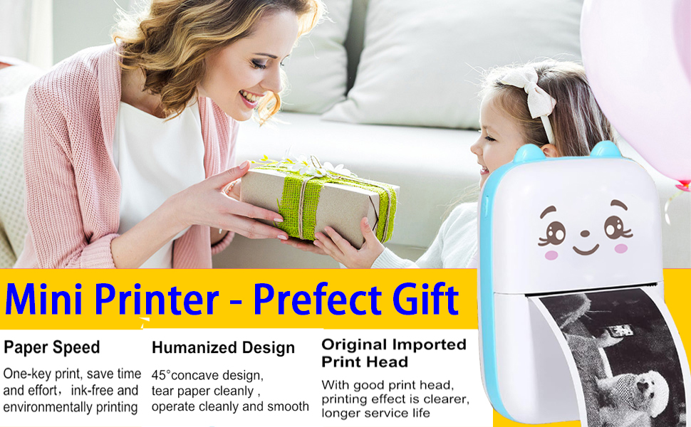 Funducts Mini Pocket Printer, Portable Thermal Printer for Pictures/Retro-Style Photos