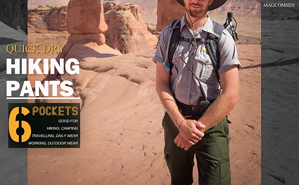 Men's Hiking Pants Water Resistant Ripstop Outdoor Pants Lightweight Quick Dry Fishing Work Pants