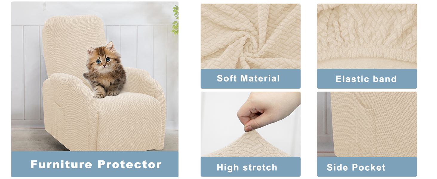 HAOYONG Recliner Chair Cover 4 Piece Recliner Sofa