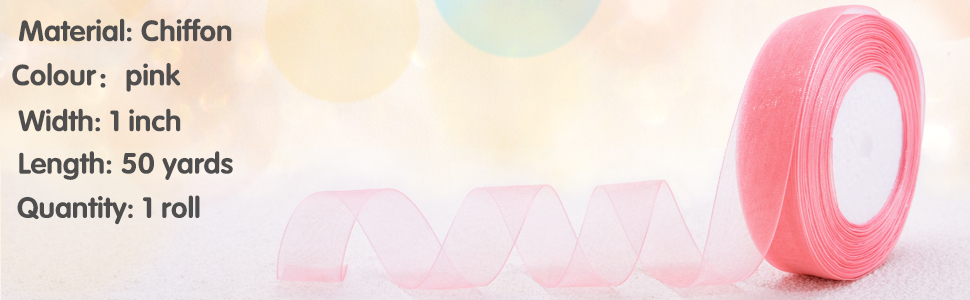 Pink Sheer Organza Chiffon Ribbon