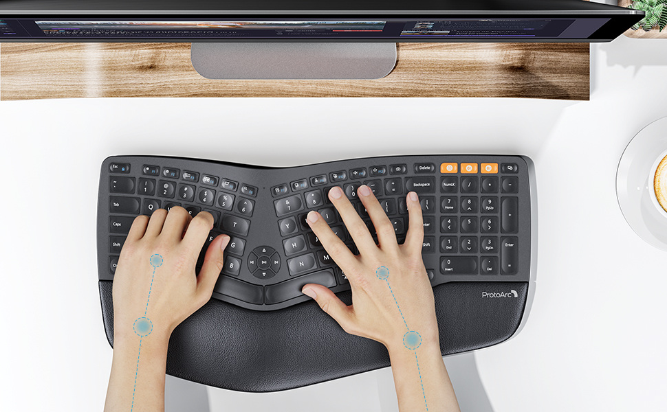 ProtoArc Wireless Ergonomic Keyboard, EK01NL Ergo Split