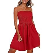 CHICGAL Summer Dresses for Women Beach Cover Ups Strapless Boho Floral Print Sundress