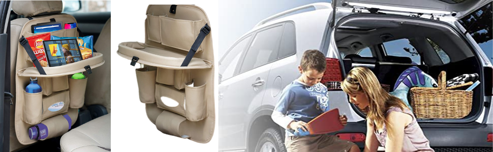 Ezip Beige Car Organizer Storage Bag Back Seat Box Organizer Holder Cover  Backseat Pockets Books Phone Auto Stowing Tidying Accessories for Maruti