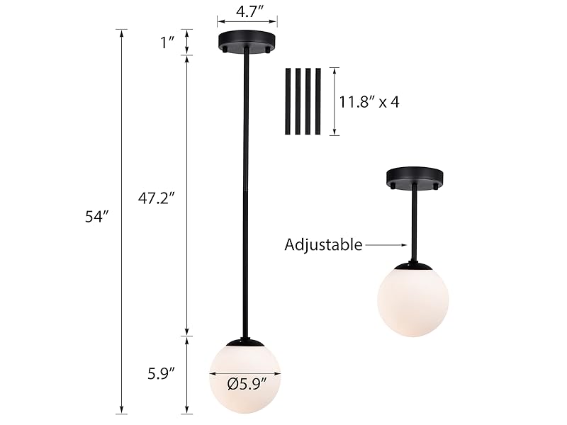 Alighting Black Globe Pendant Light Modern Matte Black Pendant Light