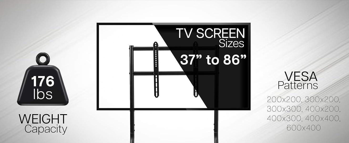 Heavy Duty Studio TV Cart with Wooden Shelf