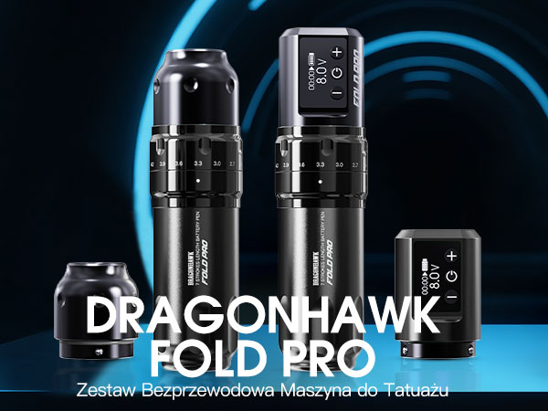 Dragonhawk Fold Pro Wireless Tattoo Machine Pen with 7