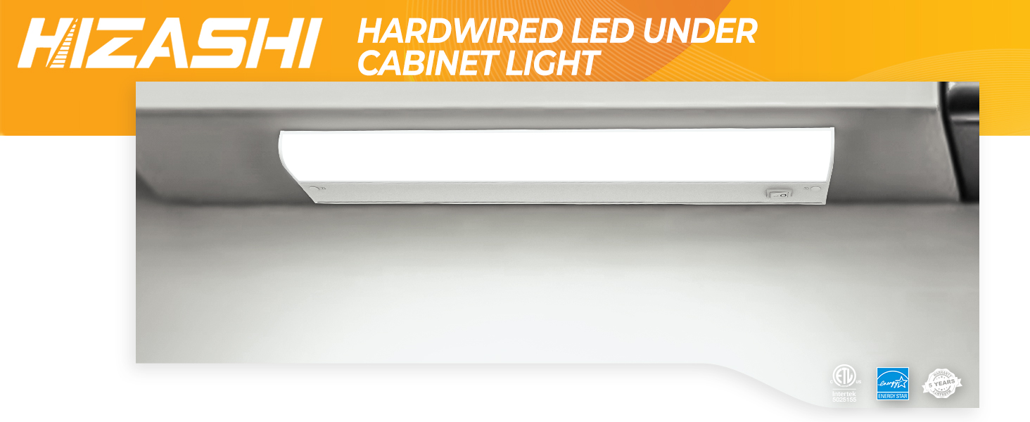 Hizashi LED Under Lights Hardwired Only, 12W 850lm Direct Wire