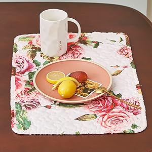 red pink romantic roses floral garden botanical valentines day date night dining table placemats