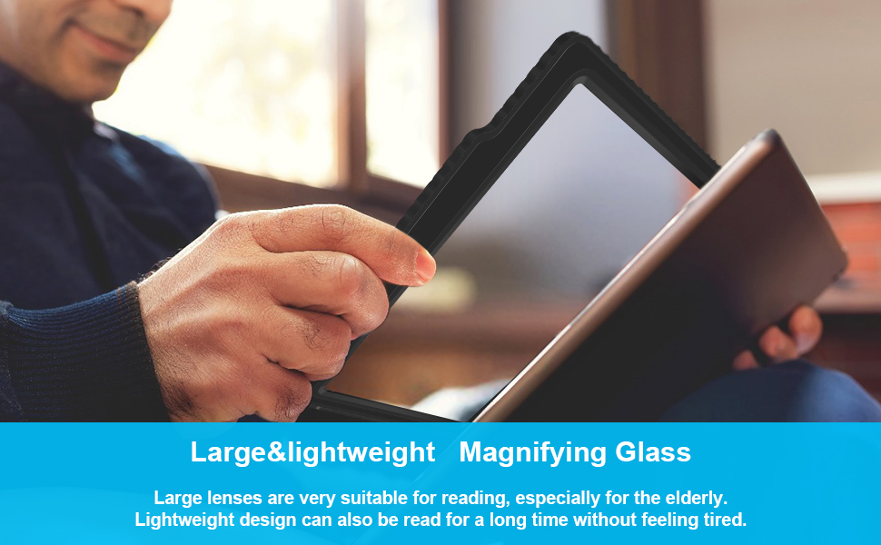 JUOIFIP 5X Magnifying Glass for Reading, Large and Lightweight Magnifier Provide Full Page