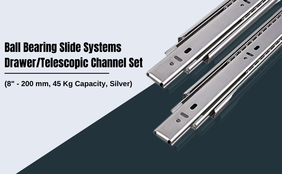 XADAX Ball Bearing Slide Systems/Drawer/Telescopic Channel Set(8" 200